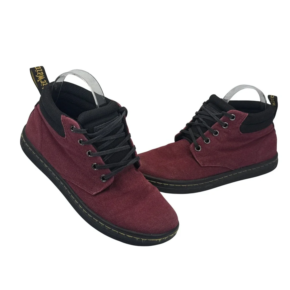 Dr. Martens‎ Leyton Burgundy Canvas Chukka Boots Maroon Sneaker Boots W6 EU37